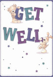The cheerful artistry of this get well card brings a sense of lightness and support, reflecting the spirit of Stamford Hill's vibrant neighbourhood. Two adorable figures-a plush teddy bear and a joyful puppy-are at the centre, both animated and brimming with good wishes. The bear cradles the bold, colourful word 'Get', while the eager pup steadies the lively 'Well', their rounded features softening any worries, much like the calm felt during a peaceful walk through Abney Park. Indigo and teal letters stand out against a warm cream background, adding both energy and reassurance to the card's message-shades often found in the thoughtfully arranged bouquets prepared by Stamford Hill florists. Stars, awash in gentle purples and blues, glimmer across the card, symbolising little glints of hope and recovery. The beautifully textured fur of both animals looks so realistic, it feels almost possible to touch their comforting softness-a reminder of the tactile care that goes into every local floral display. Sending this card, perhaps with a bouquet, is like delivering a gentle embrace: a heartfelt gesture designed to bring comfort, kindness, and a bright outlook to someone on their path to wellbeing.